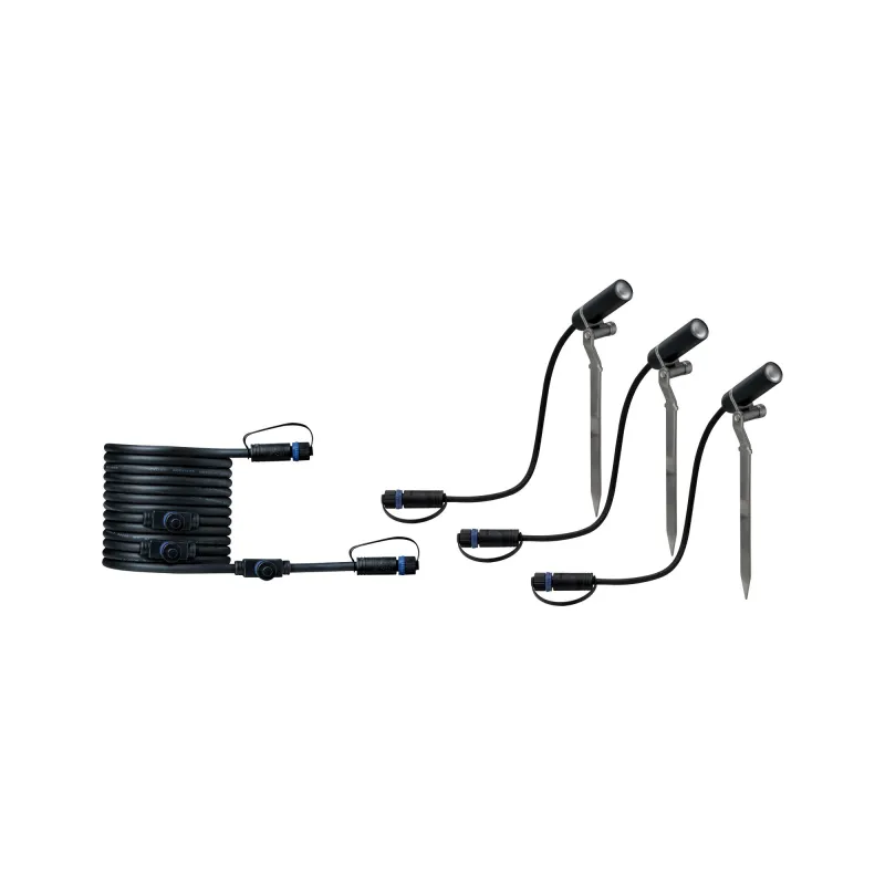 kit 3 Spot piquet exterieur pleug&play plastique 3000K 3x2,5W 24V 40° Anthracite aluminium