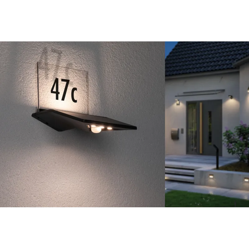 applique solaire detecteur mouvement numéro maison IP44 LED 3000k 