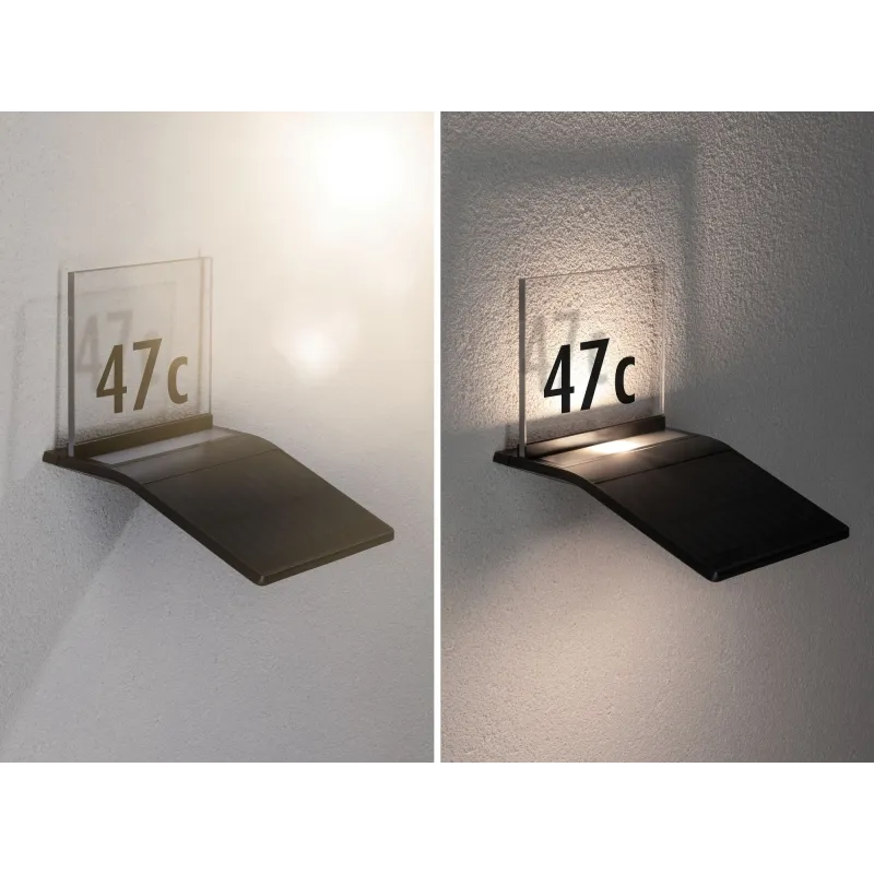 applique solaire detecteur mouvement numéro maison IP44 LED 3000k 