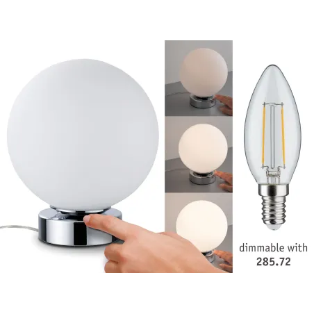 Lampe à poser Aari avec commutateur tactile 1 flamme Chrome / Opale
