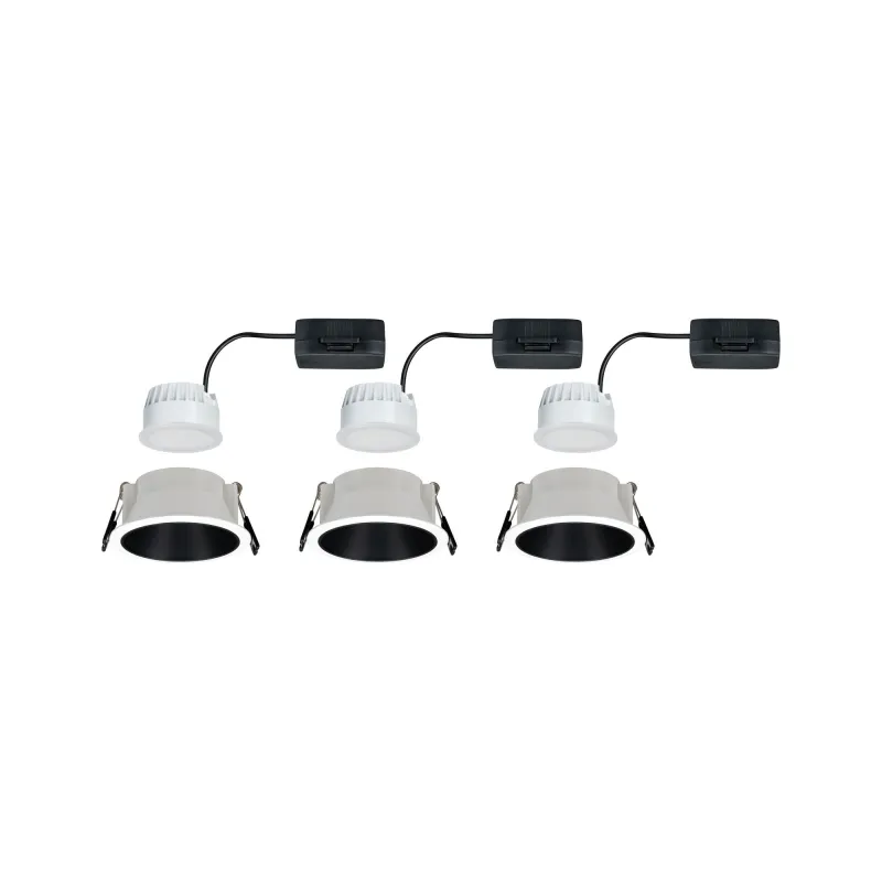 Encastrés LED Cole 3x6,5W Blanc/Noir mat gradable 3 niv. 2700K Bl. chaud 