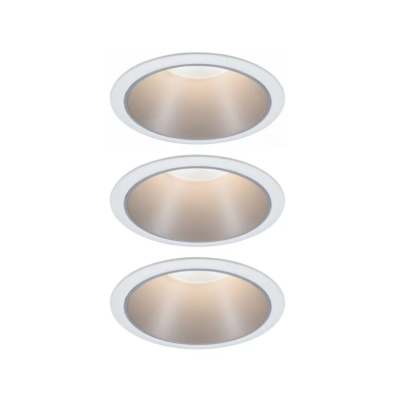 Encastrés LED ip44 Cole 3x6,5W Blanc/Argent mat gradable 3 niv. 2700K Bl. chaud