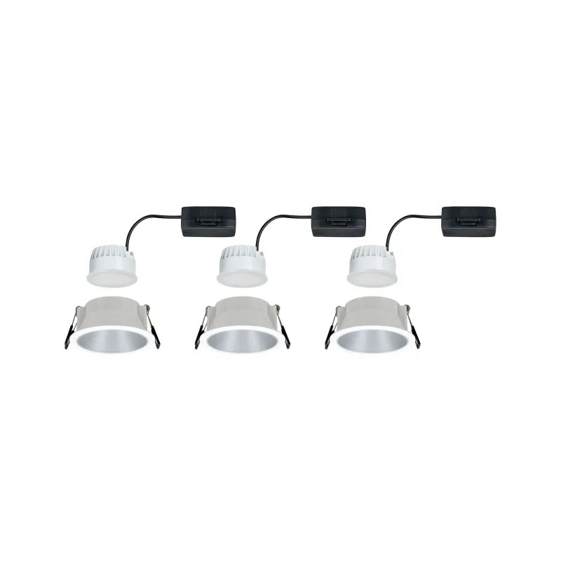 Encastrés LED ip44 Cole 3x6,5W Blanc/Argent mat gradable 3 niv. 2700K Bl. chaud