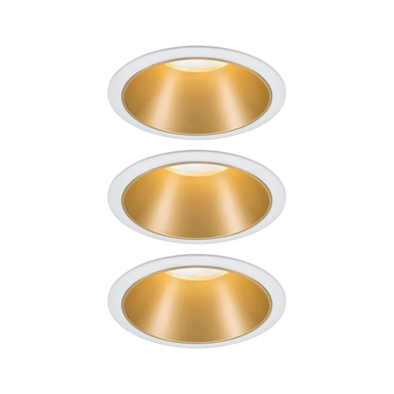 Encastrés LED ip44 Cole 3x6,5W Blanc/Doré mat gradable 3 niv. 2700K Bl. chaud