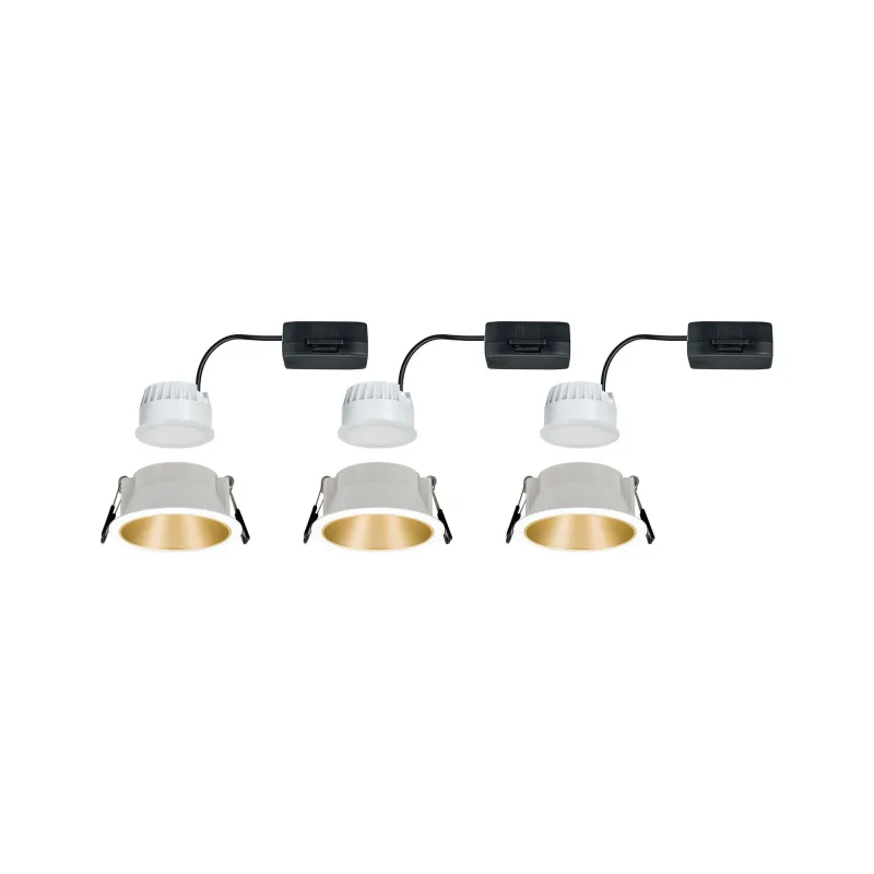 Encastrés LED ip44 Cole 3x6,5W Blanc/Doré mat gradable 3 niv. 2700K Bl. chaud