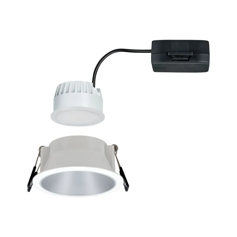 Encastrés LED ip44 Cole 6,5W Blanc/Argent mat gradable 3 niv. 2700K Bl. chaud