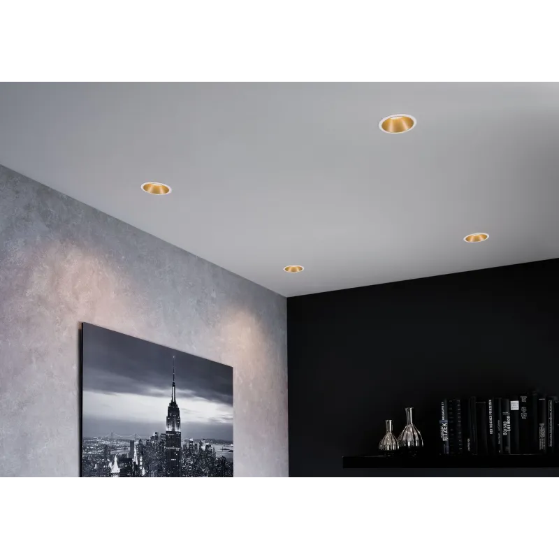 Encastrés LED ip44 Cole 6,5W Blanc/Doré mat gradable 3 niv. 2700K Bl. chaud