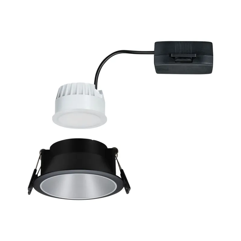 Encastrés LED ip44 Cole 6,5W Noir/Argent mat gradable 3 niv. 2700K Bl. chaud
