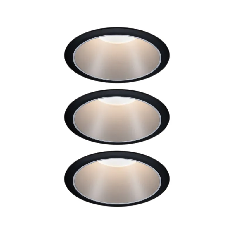 Encastrés LED ip44 Cole 3x6,5W Noir/Argent mat gradable 3 niv. 2700K Bl. chaud