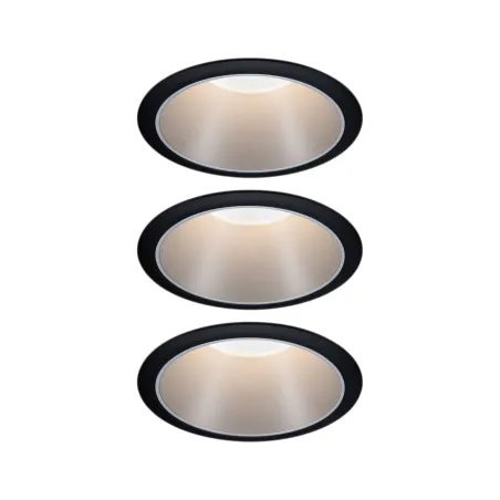 Encastrés LED ip44 Cole 3x6,5W Noir/Argent mat gradable 3 niv. 2700K Bl. chaud