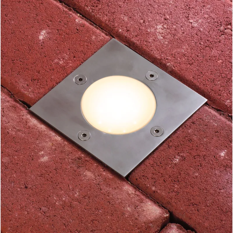 Luminaire encastré dans le sol Plug & Shine carré IP65 3000K 4W 24 V Argent 