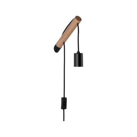 applique murale Kian E27 max. 40 W Bois/Noir, Bois/Métal