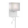 applique murale liseuse chargeur usb tablette étagère Merani E27 max. 40W/2,5W Beige/Blanc, tissu/Métal