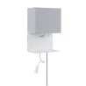 applique murale liseuse chargeur usb tablette étagère Merani E27 max. 40W/2,5W Beige/Blanc, tissu/Métal