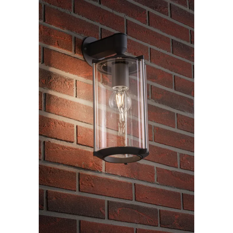 Applique murale exterieur ip44 House class courte E27 verre clair/gris