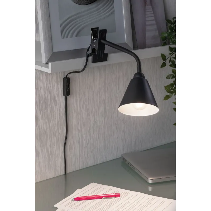 AS Spot pince Vitis E14 Noir bras flex Interrupteur à cordon 1,50m ...