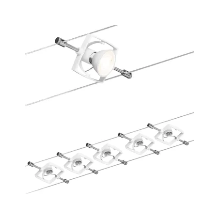 Ens. Wire System TECH max. 5x10W GU5,3 Blanc 230/12V 60VA Métal/pla...