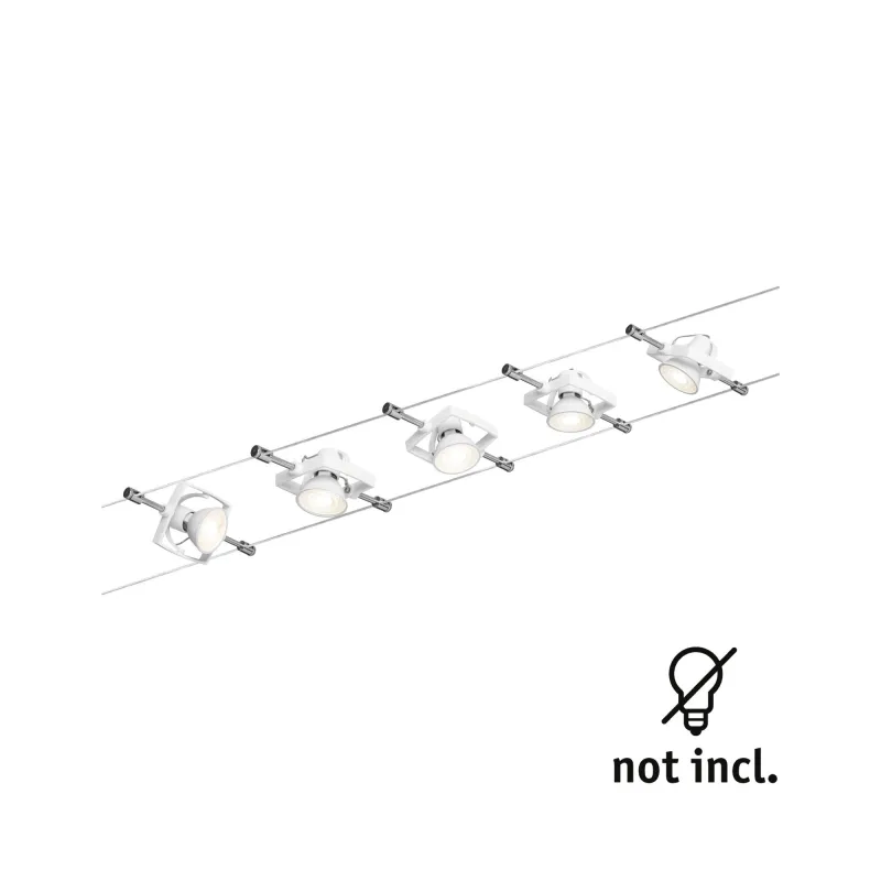 Ens. Wire System TECH max. 5x10W GU5,3 Blanc 230/12V 60VA Métal/pla...