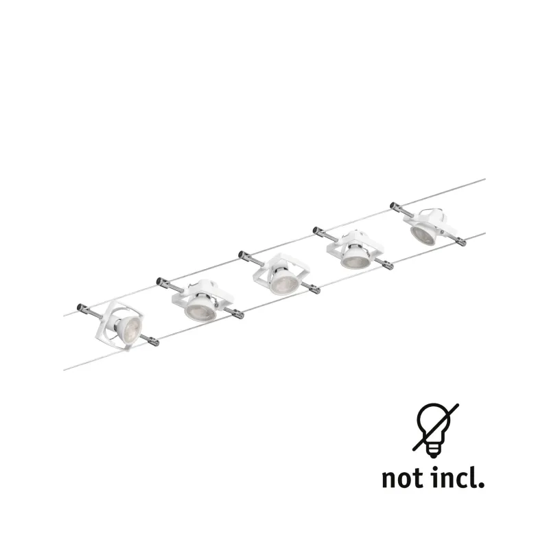 Ens. Wire System TECH max. 5x10W GU5,3 Blanc 230/12V 60VA Métal/pla...