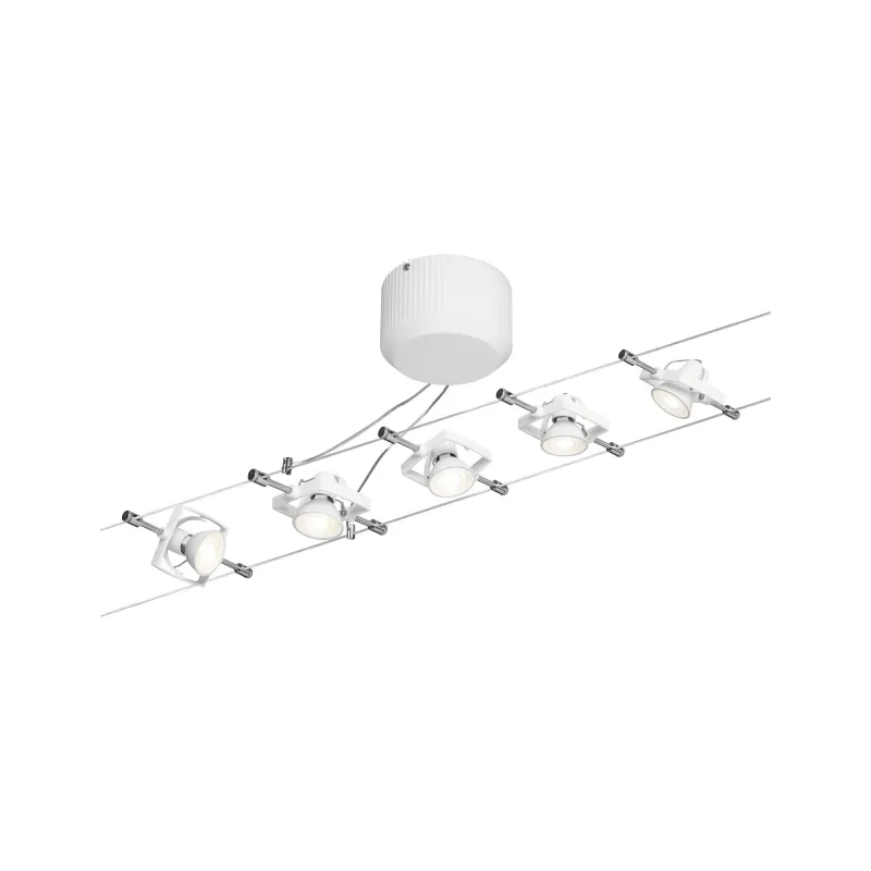 Ens. Wire System TECH max. 5x10W GU5,3 Blanc 230/12V 60VA Métal/pla...