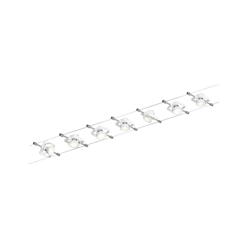 Ens.Wire System TECH max 7x10W GU5,3 Blanc 230/12V 80VA Métal/plast...