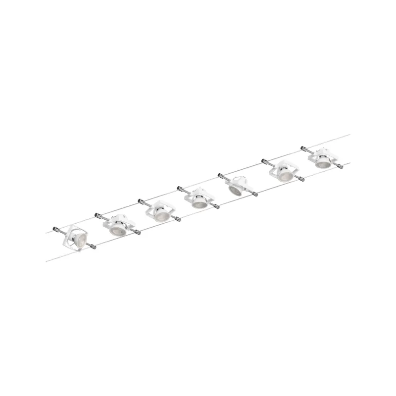 Ens.Wire System TECH max 7x10W GU5,3 Blanc 230/12V 80VA Métal/plast...