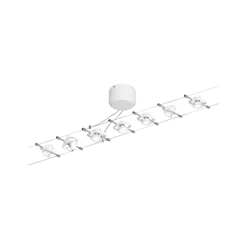 Ens.Wire System TECH max 7x10W GU5,3 Blanc 230/12V 80VA Métal/plast...