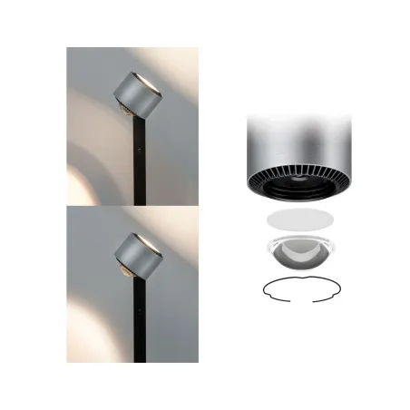 Liseuse/pied Aldan grad LED 1x15,5W Noir/Alu brossé 230V aluminium ...