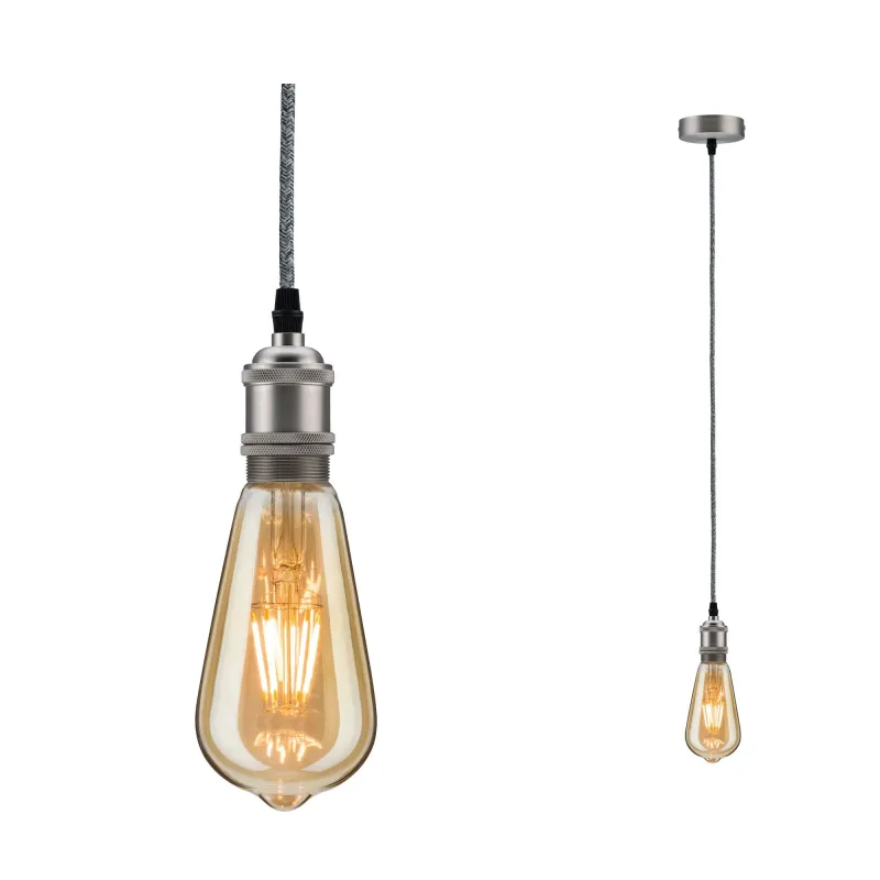 Lum en susp Neordic Eldar max1x20W E27 Gris/Nickel brossé 230 V Mét...