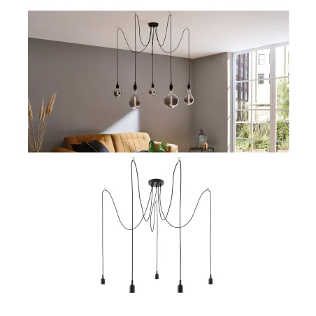 Suspension Ketil Neordic max.5x20W E27 noir 230V silicone/métal - P...