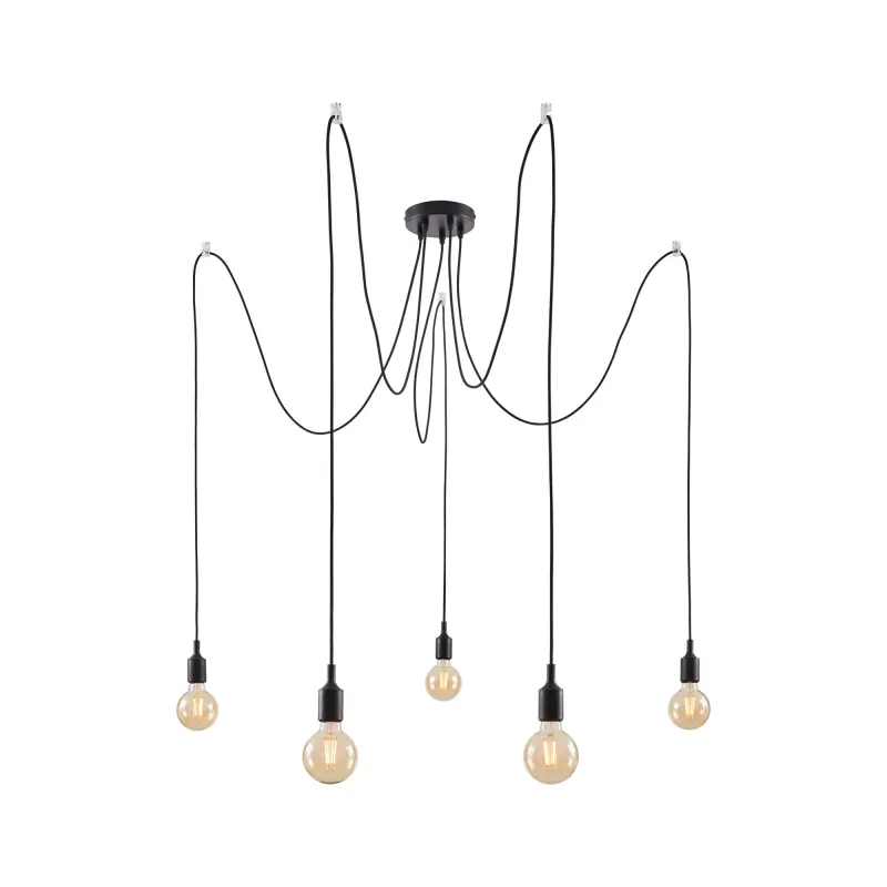 Suspension Ketil Neordic max.5x20W E27 noir 230V silicone/métal - P...
