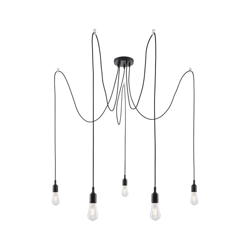 Suspension Ketil Neordic max.5x20W E27 noir 230V silicone/métal - P...