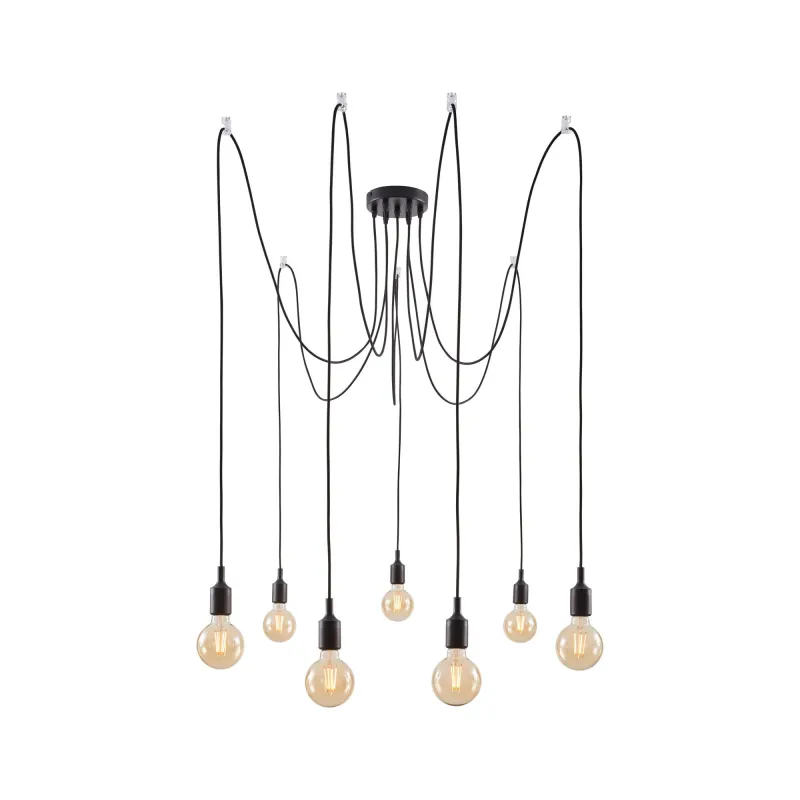 Suspension Ketil Neordic max.7x20W E27 noir 230V silicone/métal - P...