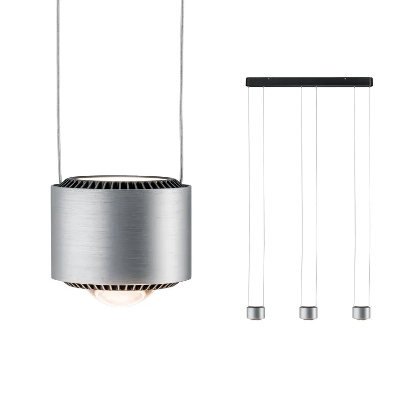 Suspension Aldan grad LED 3x9W Noir/Alu brossé 230V aluminium - Pas...