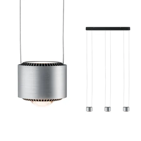Suspension Aldan grad LED 3x9W Noir/Alu brossé 230V aluminium - Pas...