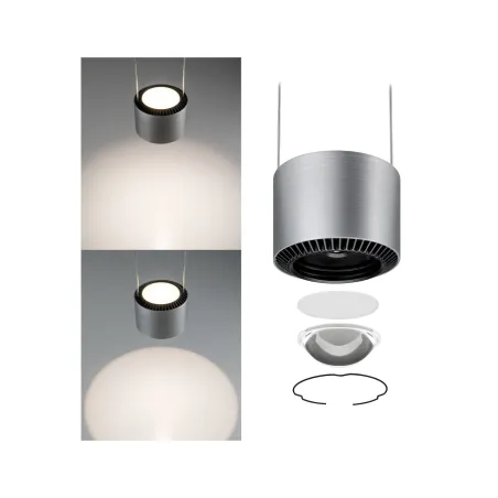 Suspension Aldan grad LED 3x9W Noir/Alu brossé 230V aluminium - Pas...