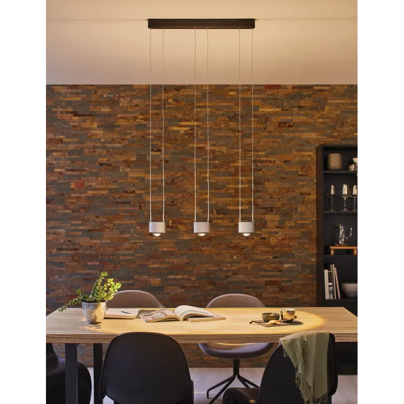 Suspension Aldan grad LED 3x9W Noir/Alu brossé 230V aluminium - Pas...