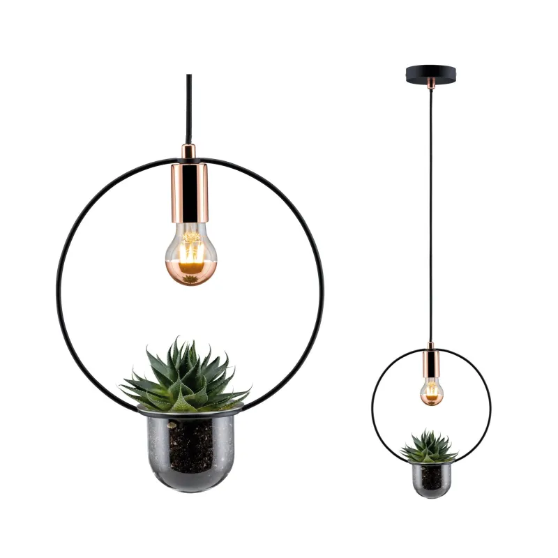 Suspension Neordic Tasja max1x20W E27 Noir/cuivre 230V métal - Pas ...