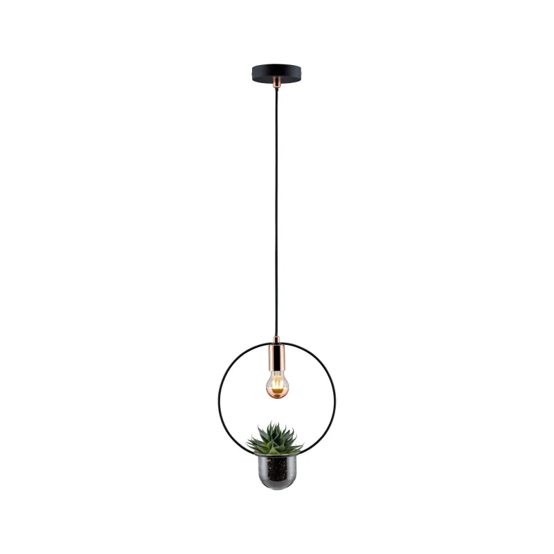 Suspension Neordic Tasja max1x20W E27 Noir/cuivre 230V métal - Pas ...