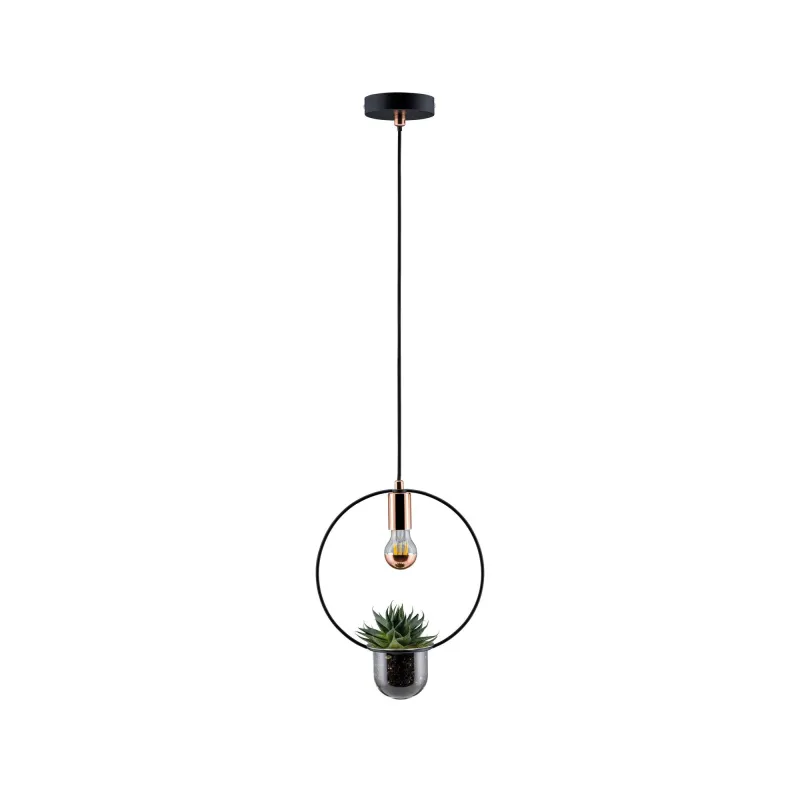 Suspension Neordic Tasja max1x20W E27 Noir/cuivre 230V métal - Pas ...