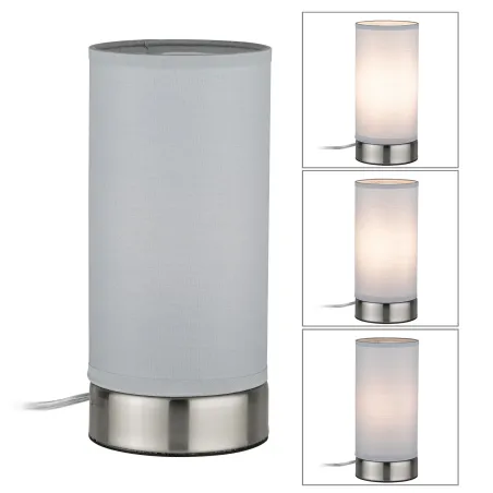 Lampe à poser Pia max.1x25W E14 Blanc/Acier brossé 230V métal/tissu...