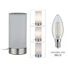 Lampe à poser Pia max.1x25W E14 Blanc/Acier brossé 230V métal/tissu...