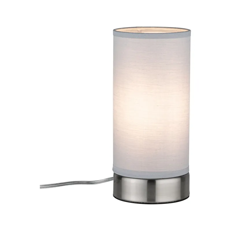 Lampe à poser Pia max.1x25W E14 Blanc/Acier brossé 230V métal/tissu...