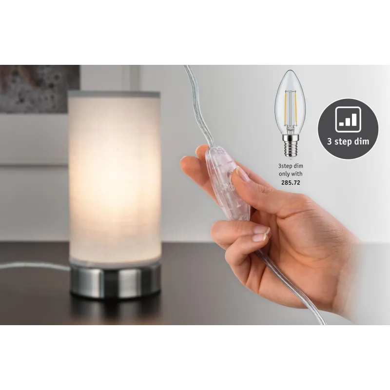 Lampe à poser Pia max.1x25W E14 Blanc/Acier brossé 230V métal/tissu...