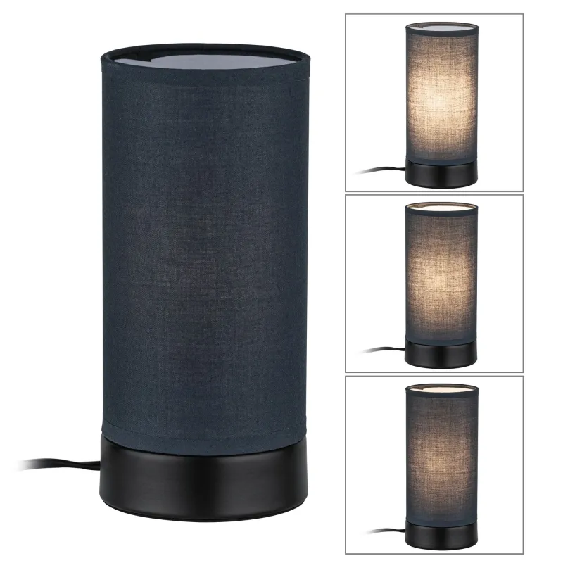Lampe à poser Pia max.1x25W E14 Noir mat/Gris 230V Métal/tissu - Pa...
