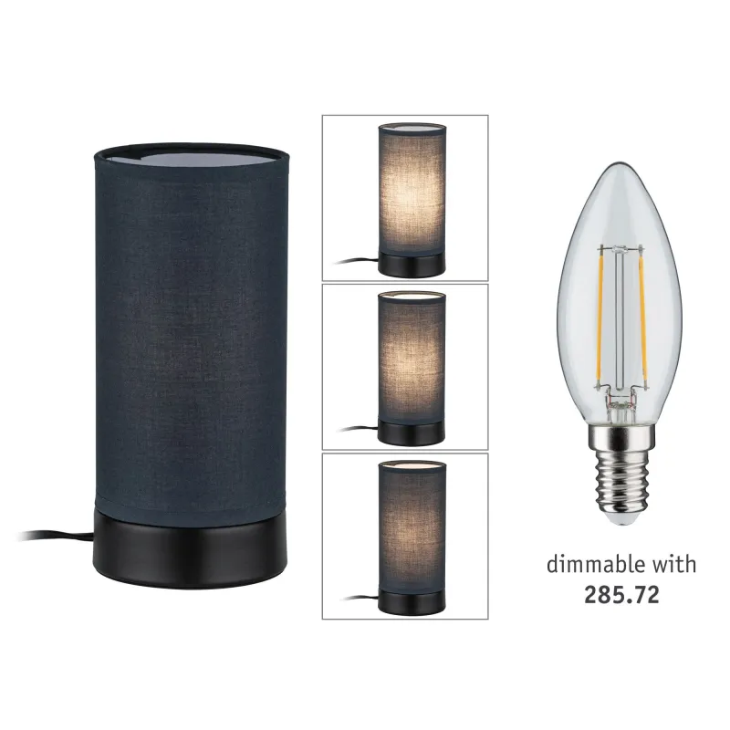 Lampe à poser Pia max.1x25W E14 Noir mat/Gris 230V Métal/tissu - Pa...