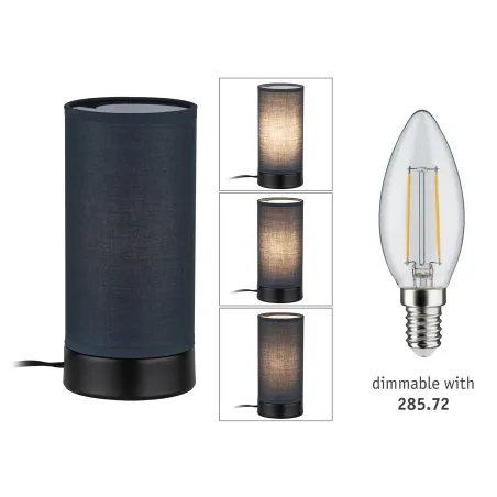 Lampe à poser Pia max.1x25W E14 Noir mat/Gris 230V Métal/tissu - Pa...