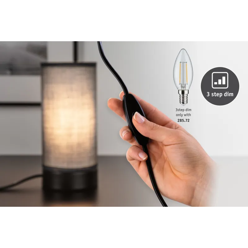 Lampe à poser Pia max.1x25W E14 Noir mat/Gris 230V Métal/tissu - Pa...
