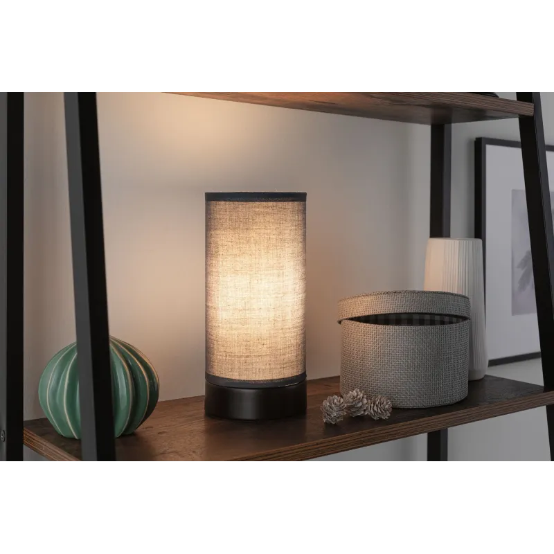 Lampe à poser Pia max.1x25W E14 Noir mat/Gris 230V Métal/tissu - Pa...