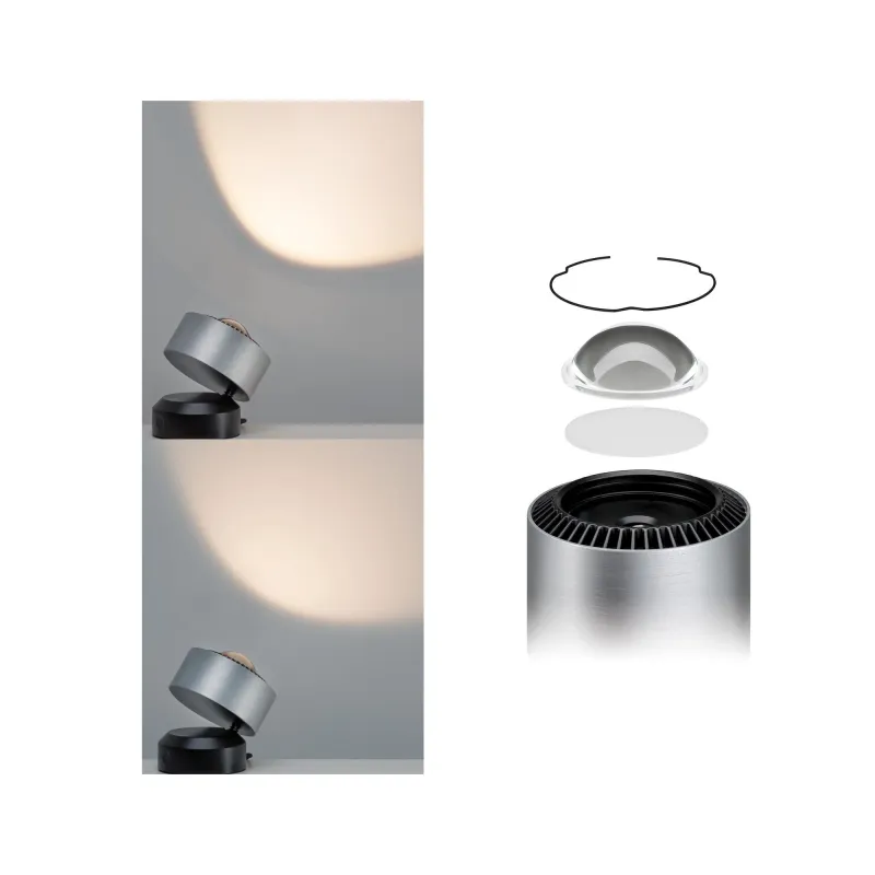 L à poser Lento grad LED 1x3,5W Noir/Alu brossé 230V aluminium - Pa...